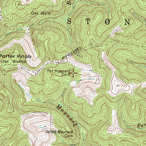 Topographic Map of Pat Maynard Cemetery, WV