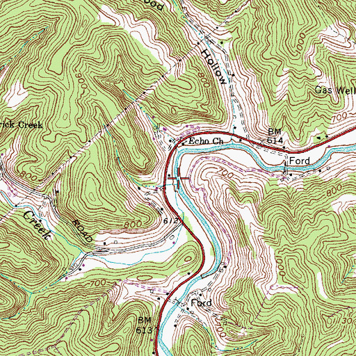 Topographic Map of Patrick Creek, WV