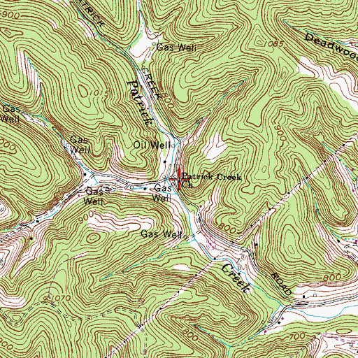 Topographic Map of Patrick Creek Church, WV