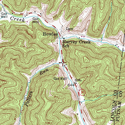 Topographic Map of Patters Run, WV