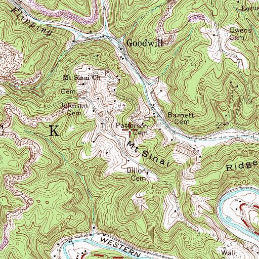 Topographic Map of Patterson Cemetery, WV
