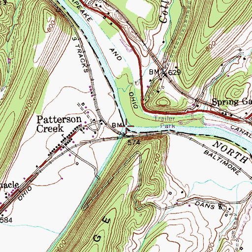Topographic Map of Patterson Creek, WV