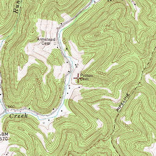 Topographic Map of Patton Cemetery, WV