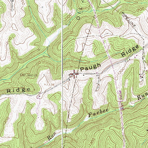 Topographic Map of Paugh Ridge, WV