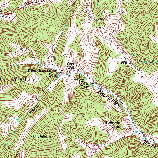Topographic Map of Pauley Cemetery, WV