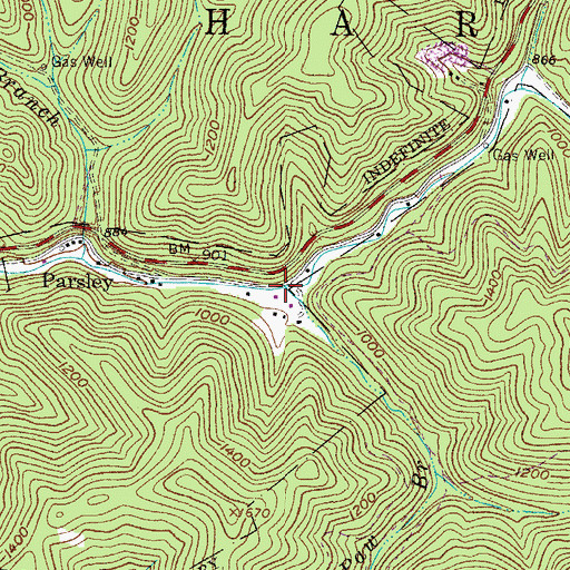 Topographic Map of Paw Paw Branch, WV