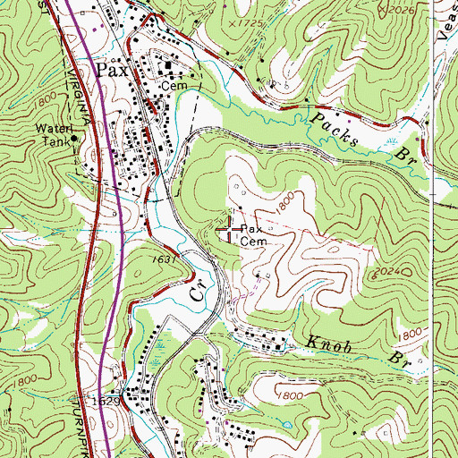 Topographic Map of Pax Cemetery, WV