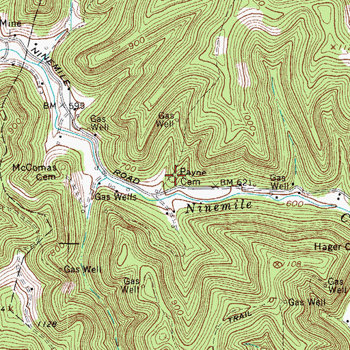 Topographic Map of Payne Cemetery, WV