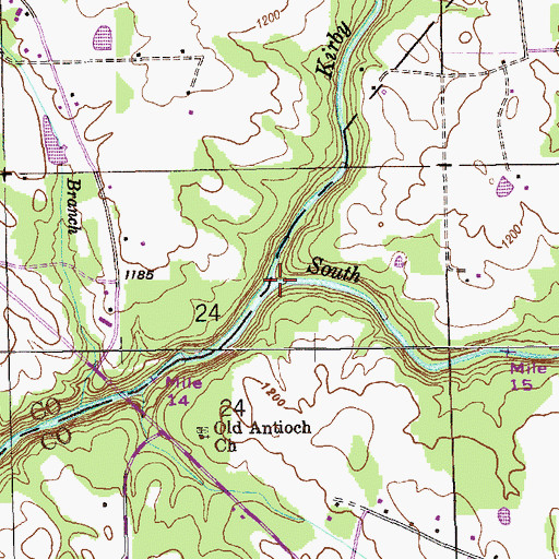 Topographic Map of Kirby Creek, AL