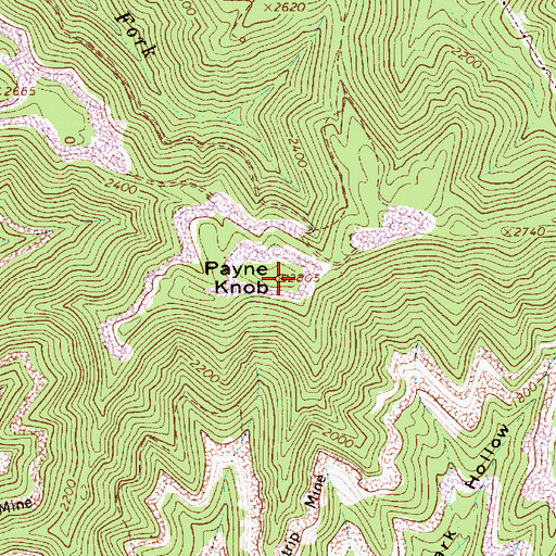 Topographic Map of Payne Knob, WV