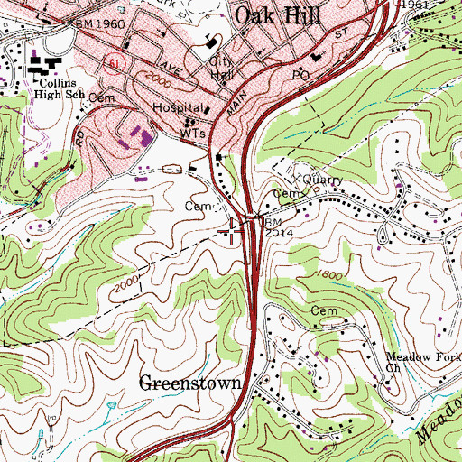 Topographic Map of Pea Ridge, WV