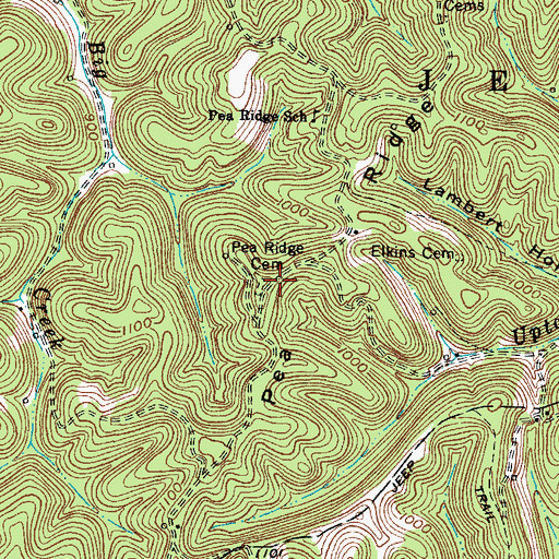 Topographic Map of Pea Ridge Cemetery, WV
