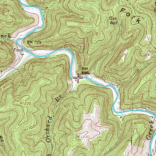 Topographic Map of Peach Orchard Branch, WV