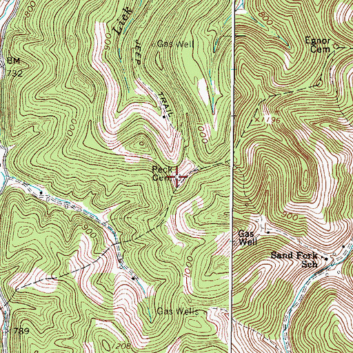 Topographic Map of Peck Cemetery, WV