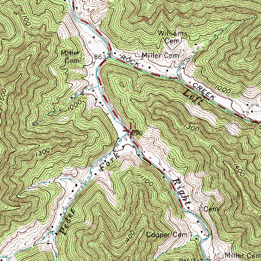 Topographic Map of Pedee Fork, WV