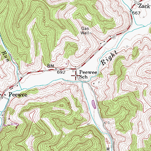 Topographic Map of Peewee School (historical), WV