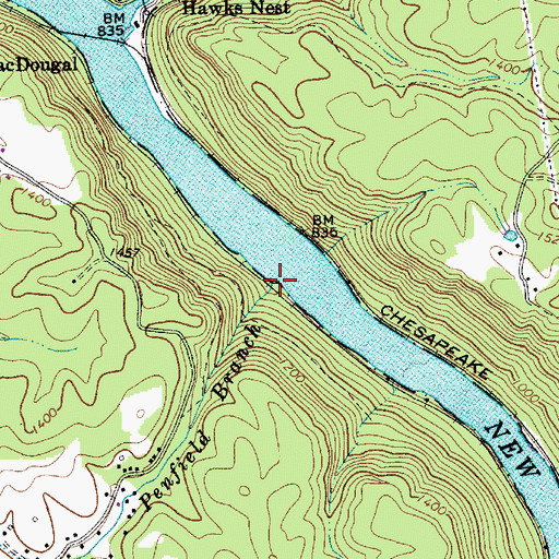 Topographic Map of Penfield Branch, WV