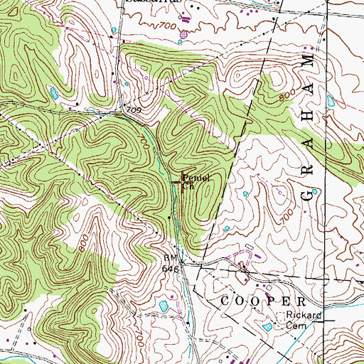 Topographic Map of Peniel Church, WV