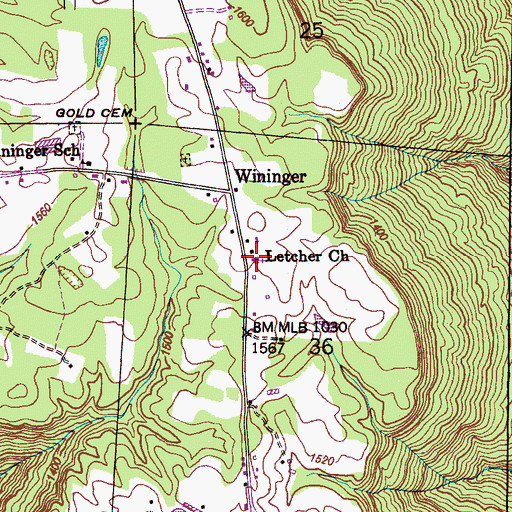 Topographic Map of Letcher Church of God, AL