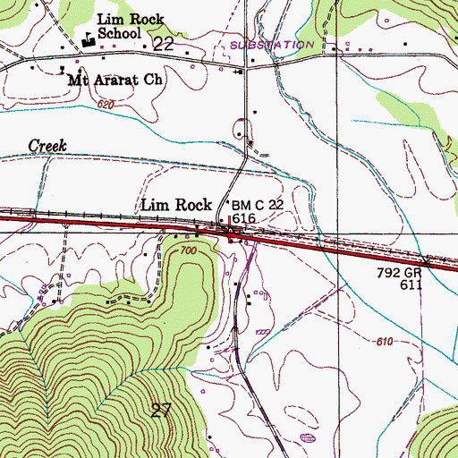 Topographic Map of Lim Rock, AL