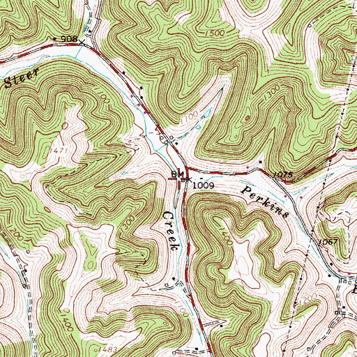 Topographic Map of Perkins Branch, WV