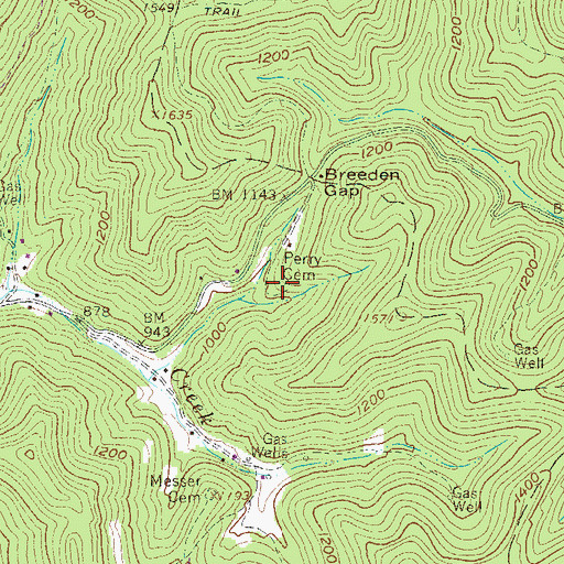 Topographic Map of Perry Cemetery, WV