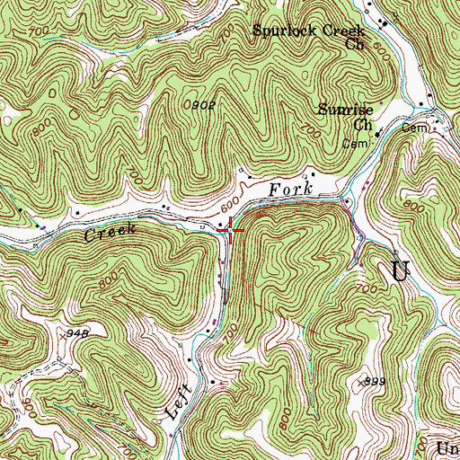 Topographic Map of Perry Creek, WV