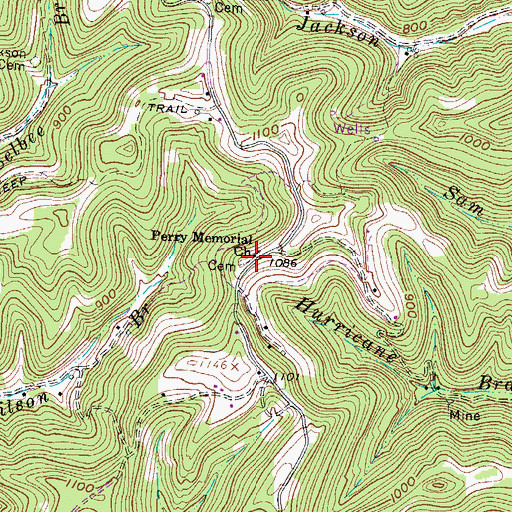 Topographic Map of Perry Memorial Church, WV