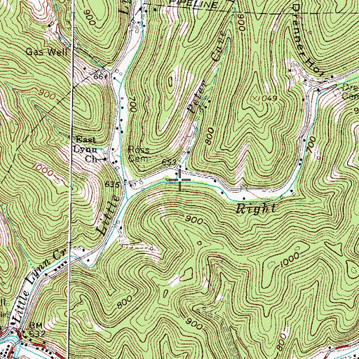 Topographic Map of Peter Cave Branch, WV