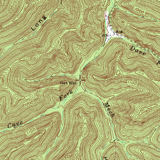 Topographic Map of Peter Cave Fork, WV