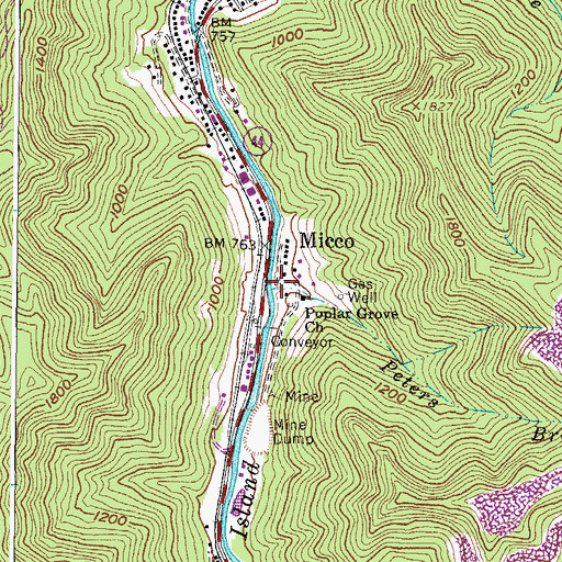 Topographic Map of Peters Branch, WV