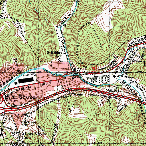 Topographic Map of Peters Run, WV