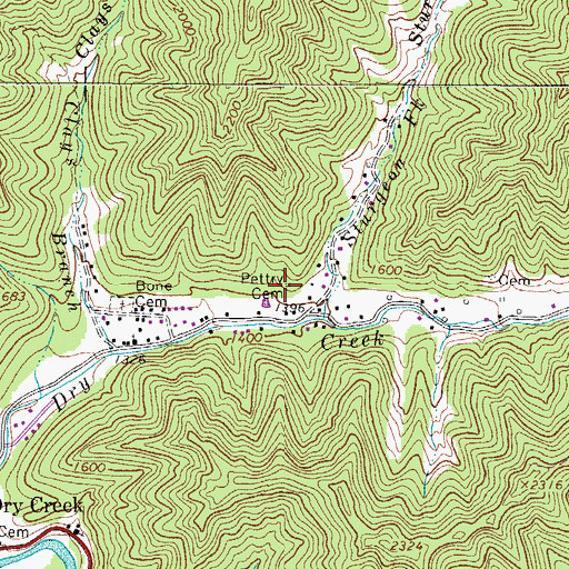 Topographic Map of Pettry Cemetery, WV