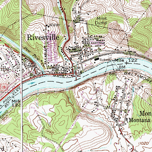 Topographic Map of Pharaoh Run, WV