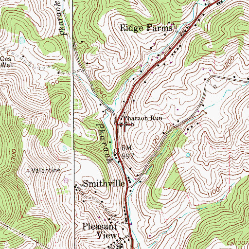Topographic Map of Pharaoh Run School (historical), WV
