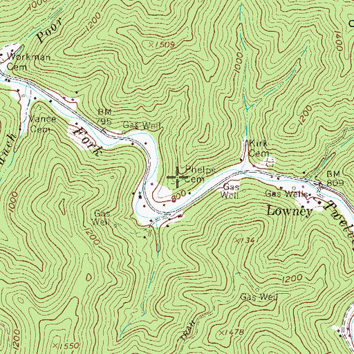 Topographic Map of Phelps Cemetery, WV