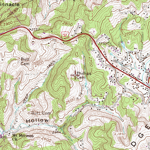 Topographic Map of Phillips Cemetery, WV