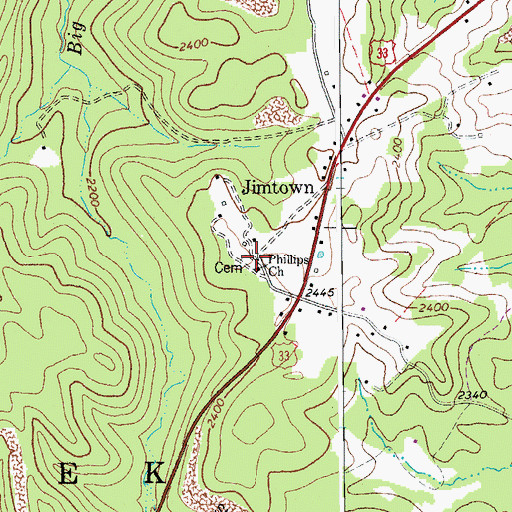 Topographic Map of Phillips Church, WV