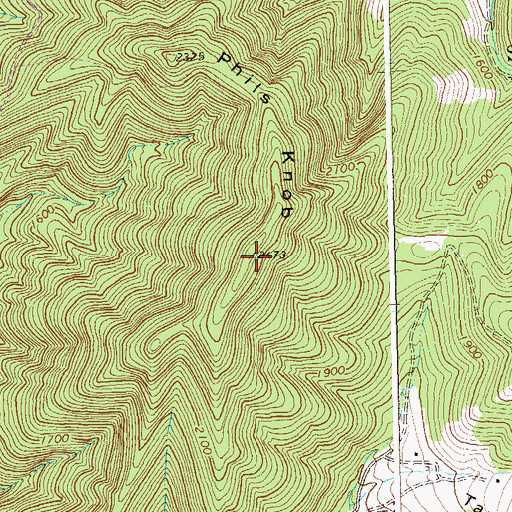 Topographic Map of Phils Knob, WV