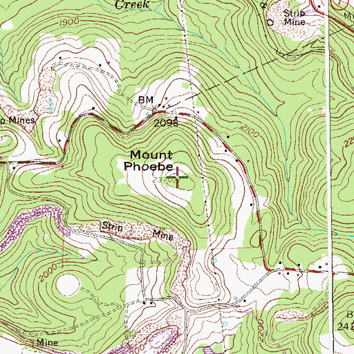 Topographic Map of Mount Phoebe, WV