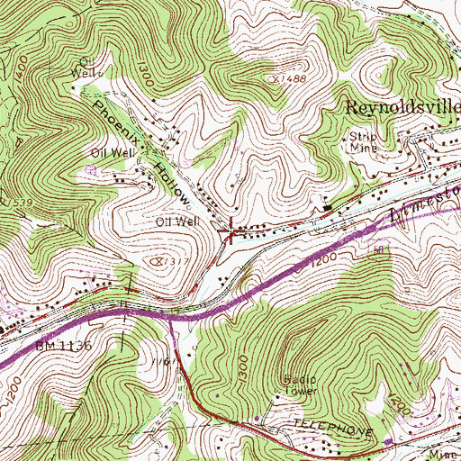 Topographic Map of Phoenix Hollow, WV