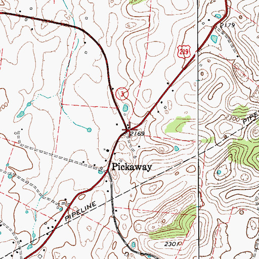 Topographic Map of Pickaway, WV