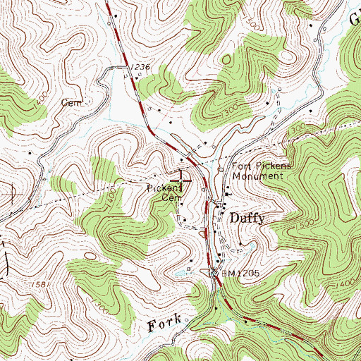 Topographic Map of Pickens Cemetery, WV