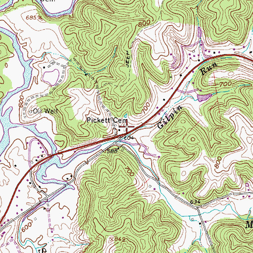 Topographic Map of Pickett Cemetery, WV