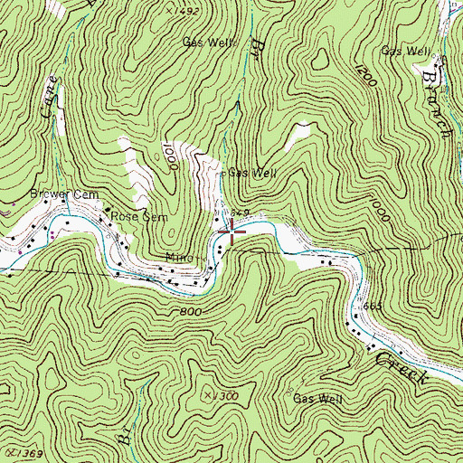 Topographic Map of Pickletub Branch, WV