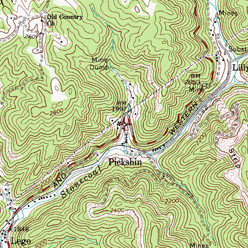 Topographic Map of Pickshin, WV