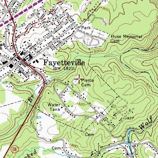 Topographic Map of Pierce Cemetery, WV