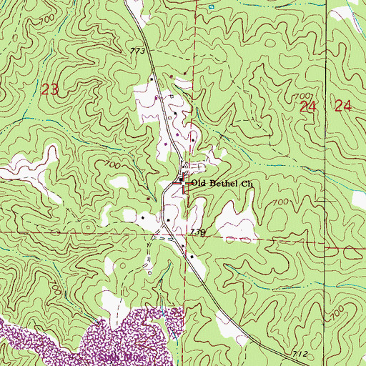 Topographic Map of Old Bethel Missionary Baptist Church, AL