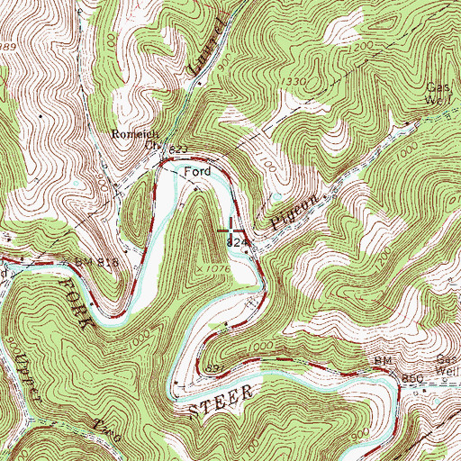 Topographic Map of Pigeon Run, WV