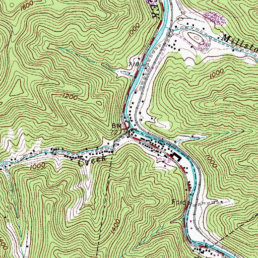 Topographic Map of Pigeonroost Creek, WV